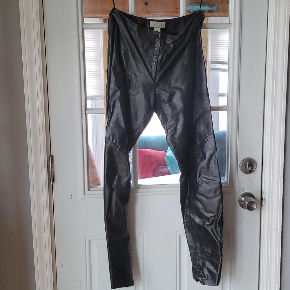 Black Leather Pants by Hugo Buscati Size 6
